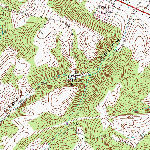 Topographic Map of Sloan Hollow Church, PA