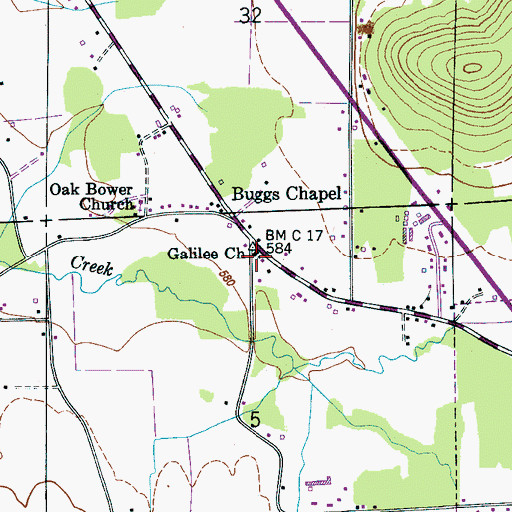 Topographic Map of Galilee Church, AL