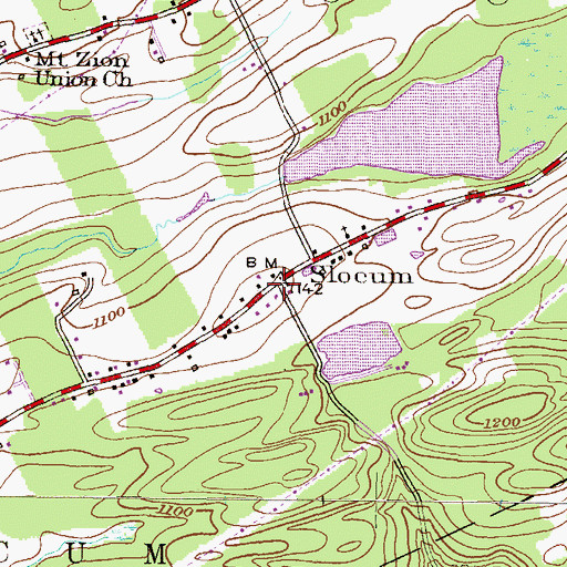 Topographic Map of Slocum, PA
