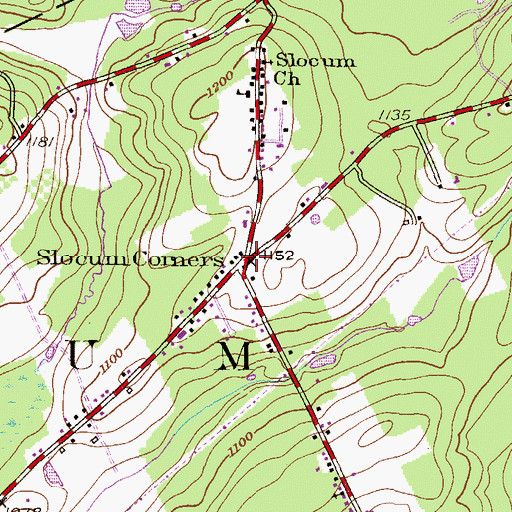 Topographic Map of Slocum Corners, PA
