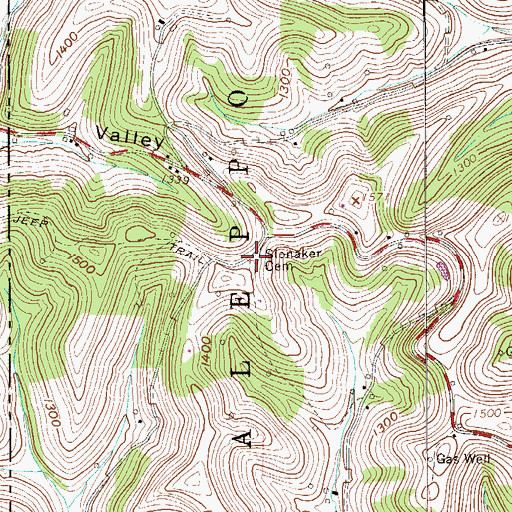 Topographic Map of Slonaker Cemetery, PA