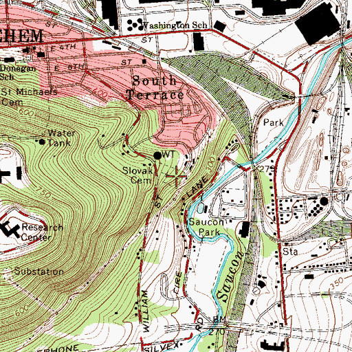 Topographic Map of Slovak Cemetery, PA