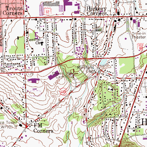 Topographic Map of Slovak Cemetery, PA