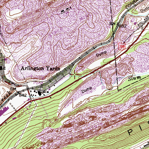 Topographic Map of Slum Creek, PA