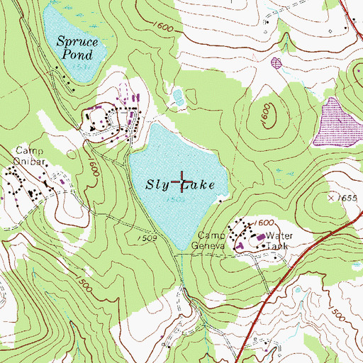 Topographic Map of Sly Lake, PA