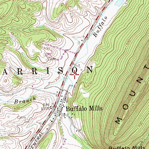 Topographic Map of Smally Spring Branch, PA