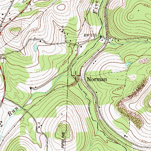 Topographic Map of Smathers Run, PA