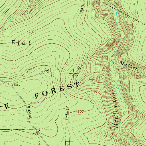 Topographic Map of Smeltz Pond Trail, PA