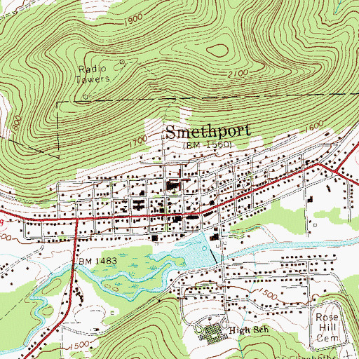 Topographic Map of Smethport, PA