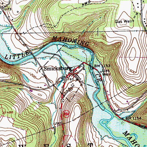 Topographic Map of Smicksburg, PA