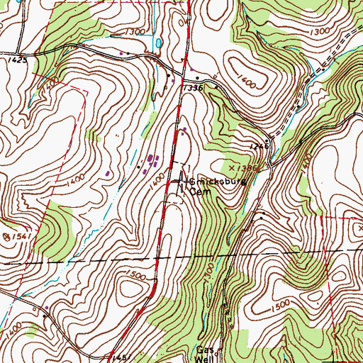 Topographic Map of Smicksburg Cemetery, PA