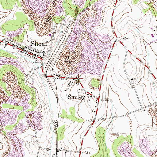 Topographic Map of Smiley, PA