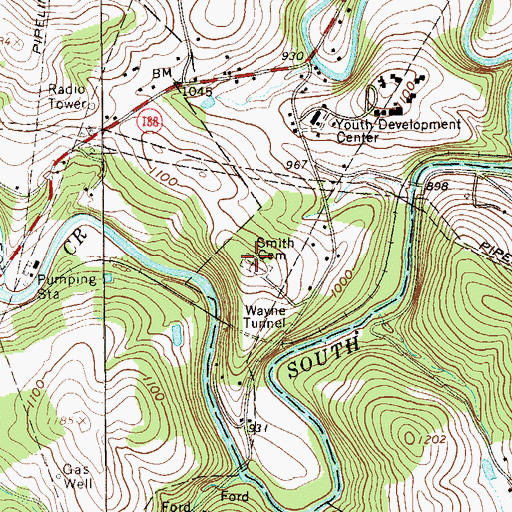 Topographic Map of Smith Cemetery, PA