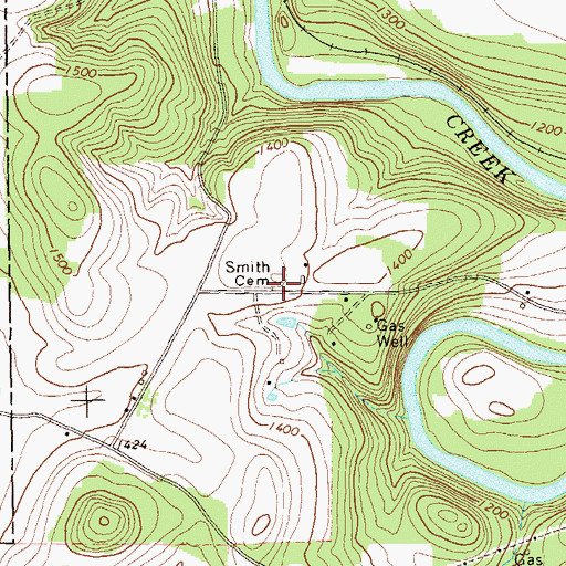 Topographic Map of Smith Cemetery, PA
