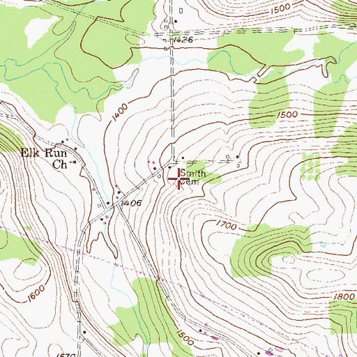 Topographic Map of Smith Cemetery, PA