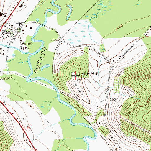 Topographic Map of Smith Cemetery, PA