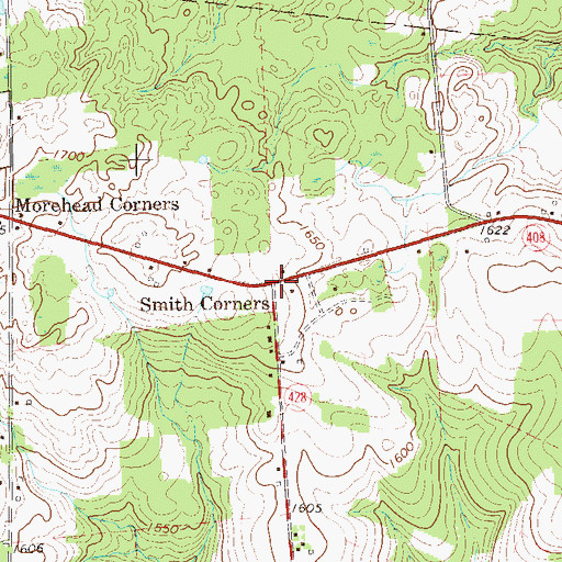 Topographic Map of Smith Corners, PA