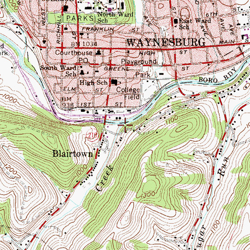 Topographic Map of Smith Creek, PA