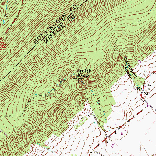 Topographic Map of Smith Gap, PA