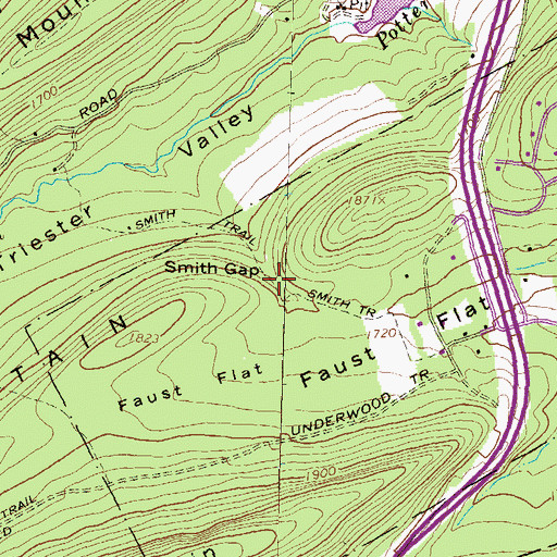 Topographic Map of Smith Gap, PA