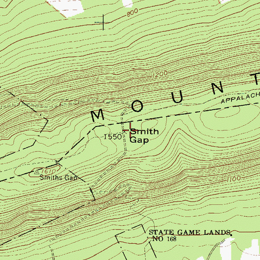 Topographic Map of Smith Gap, PA