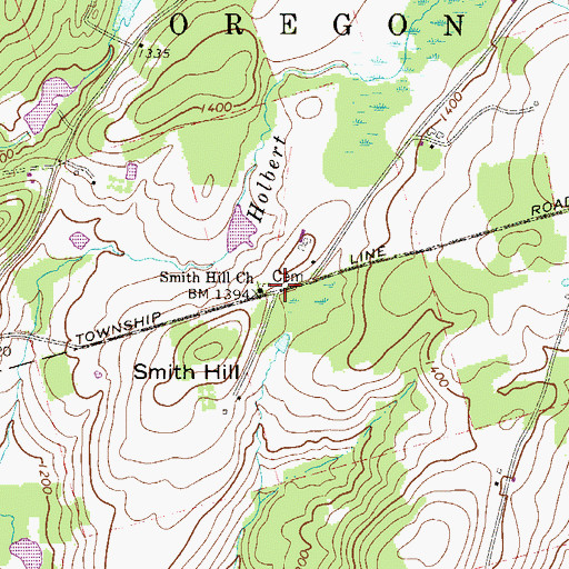 Topographic Map of Smith Hill Church, PA