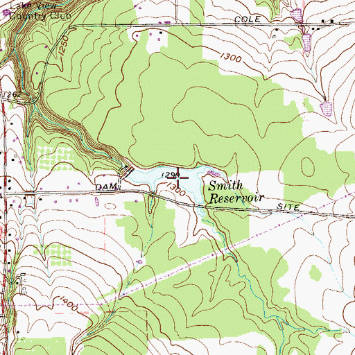 Topographic Map of Smith Reservoir, PA