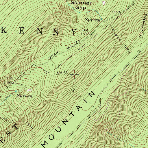 Topographic Map of Smith Trail, PA