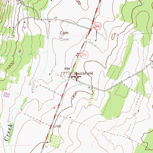 Topographic Map of Smithfield Church, PA