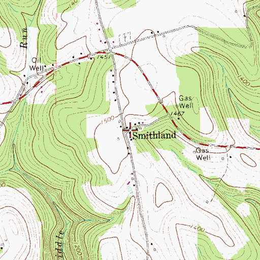 Topographic Map of Smithland, PA