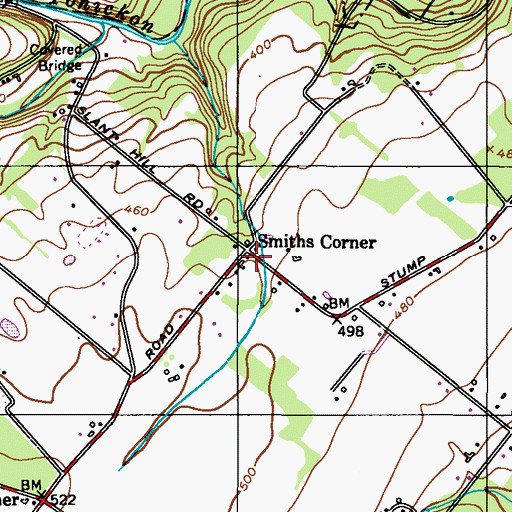 Topographic Map of Smiths Corner, PA