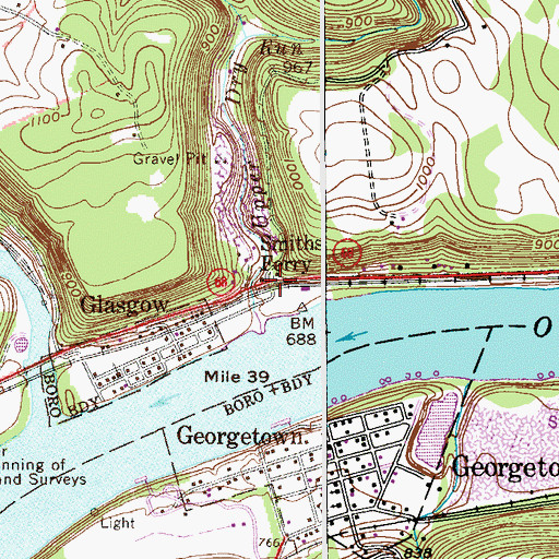 Topographic Map of Smiths Ferry, PA