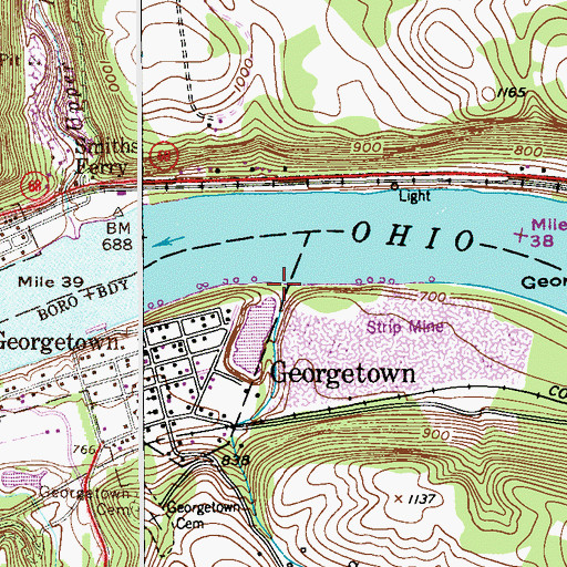 Topographic Map of Smiths Run, PA