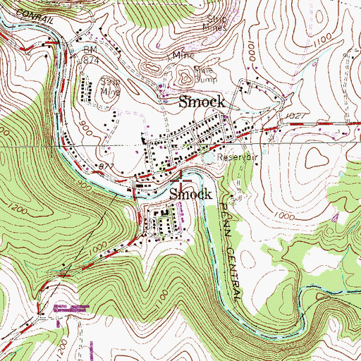 Topographic Map of Smock, PA