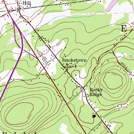 Topographic Map of Smoketown, PA