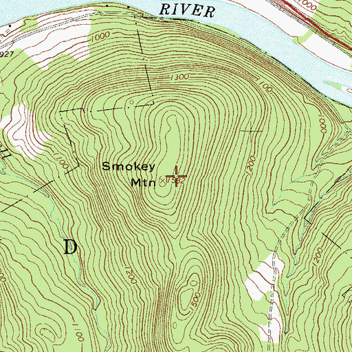 Topographic Map of Smokey Mountain, PA