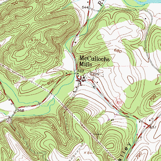 Topographic Map of Smoky Valley, PA