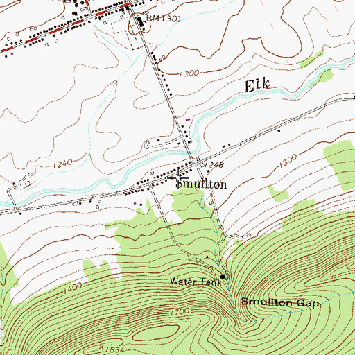 Topographic Map of Smullton, PA