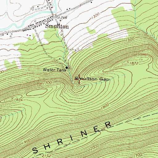 Topographic Map of Smullton Gap, PA