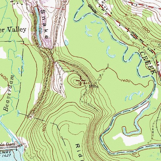 Topographic Map of Snake Ridge, PA