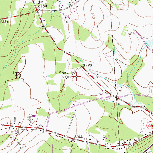 Topographic Map of Snavely Cemetery, PA