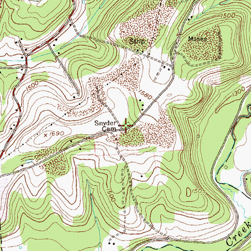 Topographic Map of Snyder Cemetery, PA