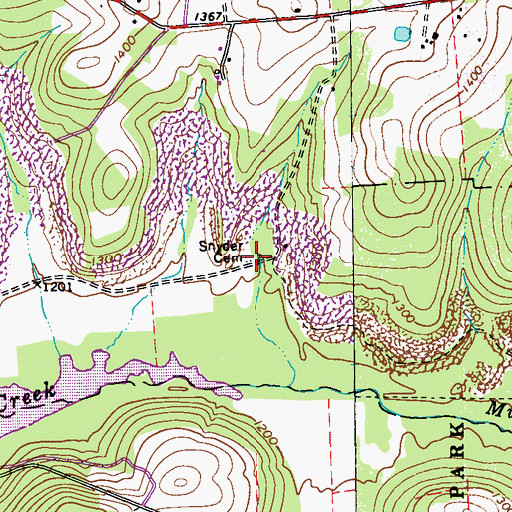 Topographic Map of Snyder Cemetery, PA