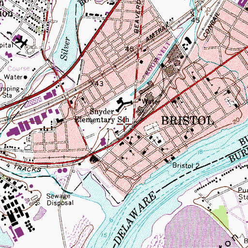 Topographic Map of Snyder - Girotti Elementary School, PA