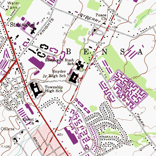 Topographic Map of Snyder Junior High School, PA