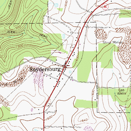 Topographic Map of Snydersburg, PA