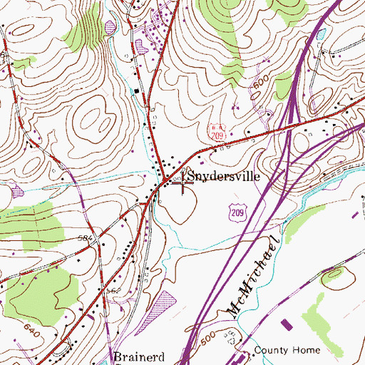 Topographic Map of Snydersville, PA