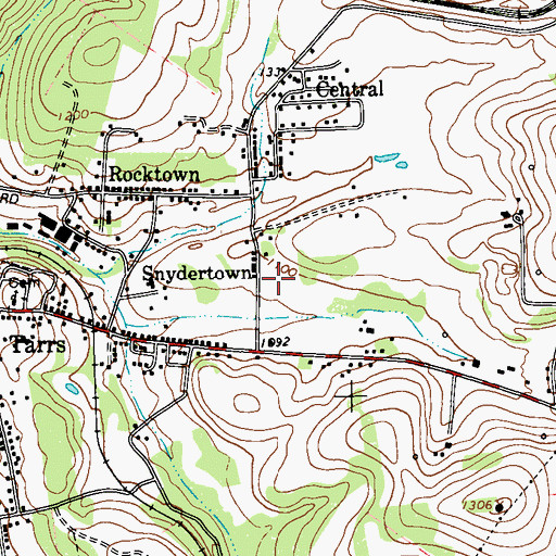 Topographic Map of Snydertown, PA