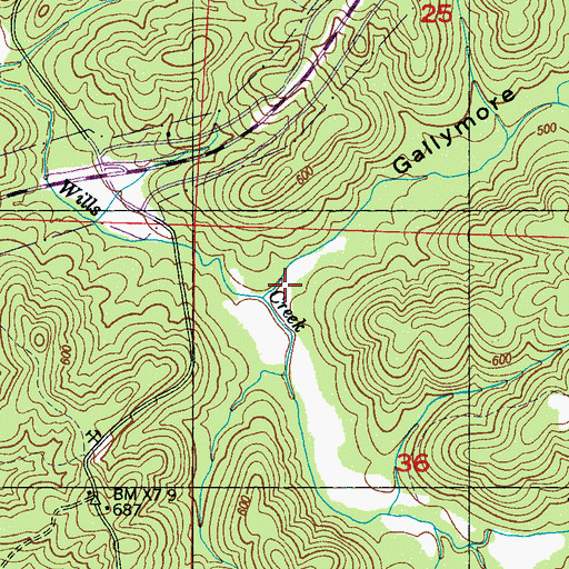 Topographic Map of Gallymore Hollow, AL