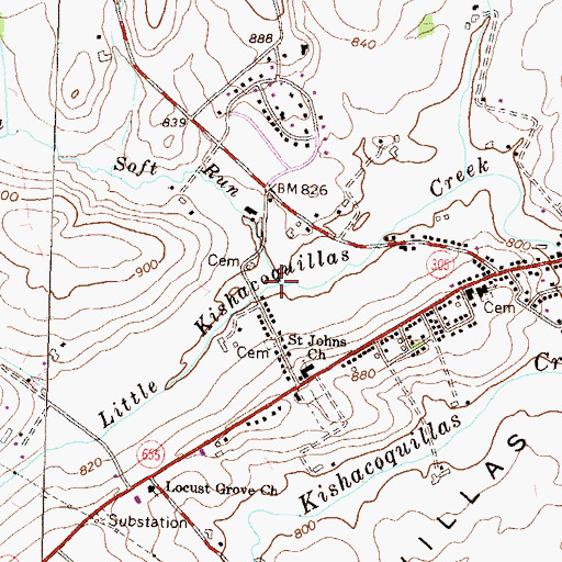 Topographic Map of Soft Run, PA